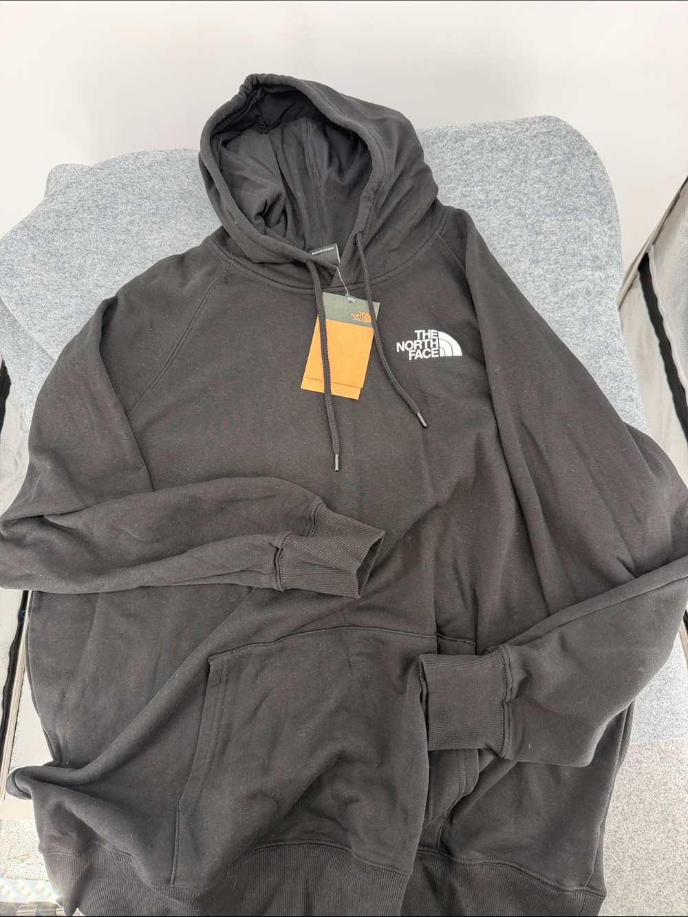 The North Face Black Logo white Pullover Hoodie sweatshirt Rare size XXXL NWT